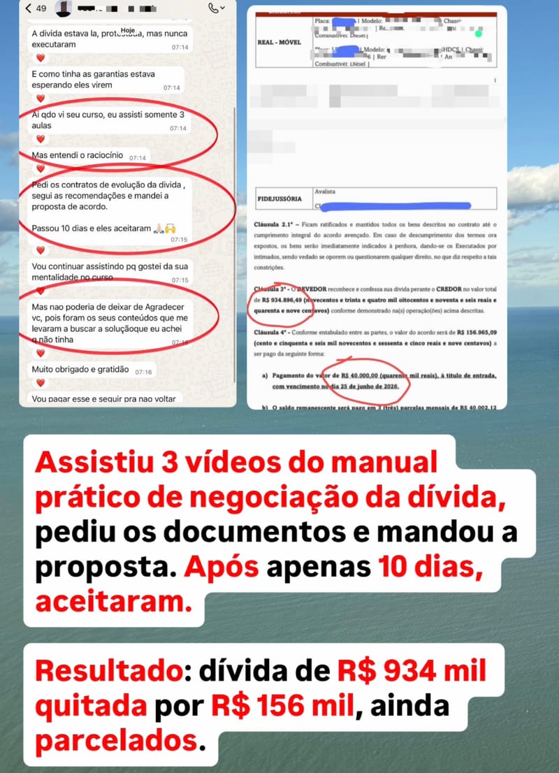 Acordo milionário R$ 934 mil por R$ 156 mil