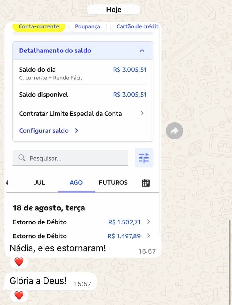💰 R$ 3.000 ESTORNADOS