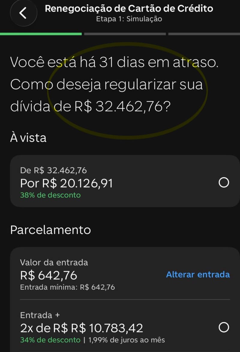 💳 CARTÃO DE R$ 32.462,76 COM 31 DIAS DE ATRASO