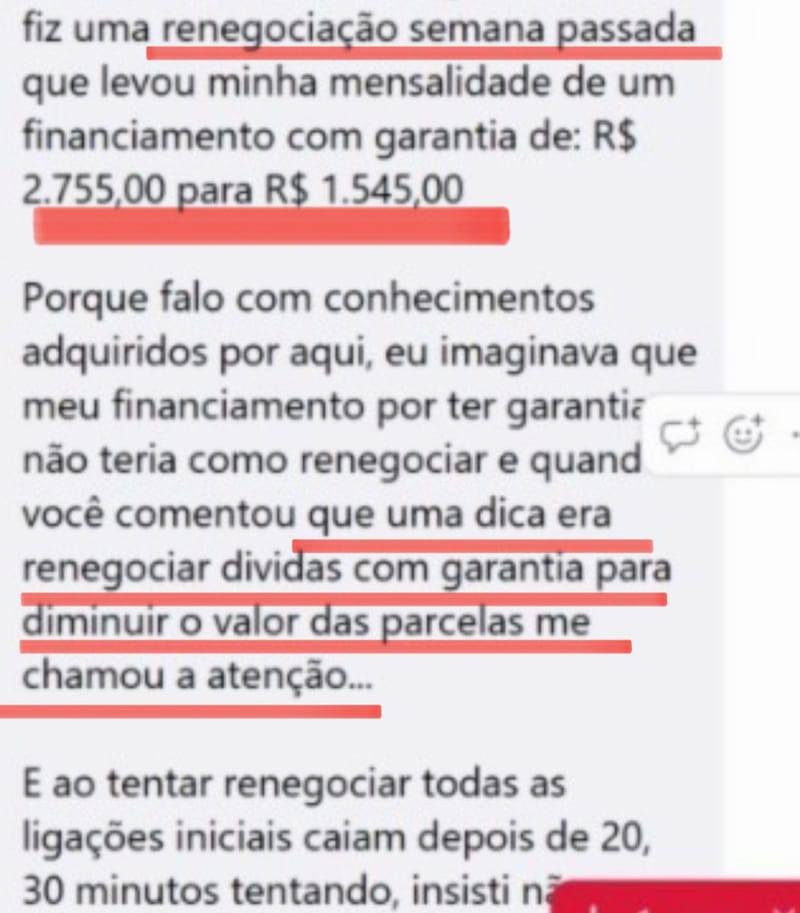 Renegociação financiamento com garantia