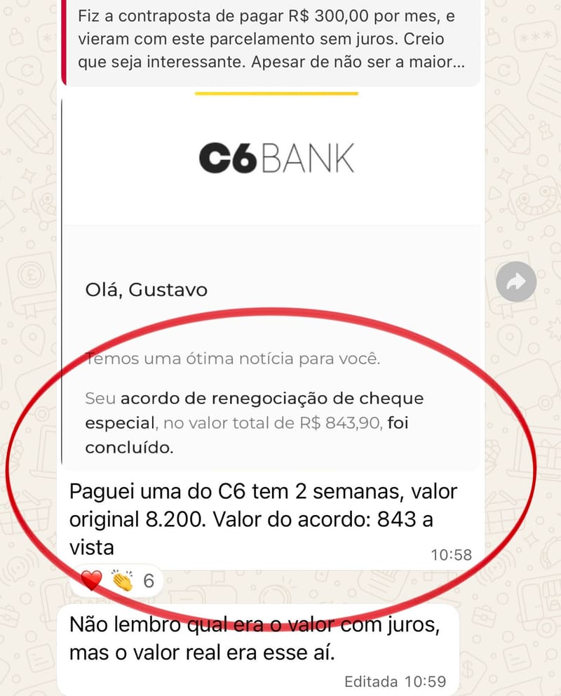 💰 C6: R$ 8.200 POR R$ 843