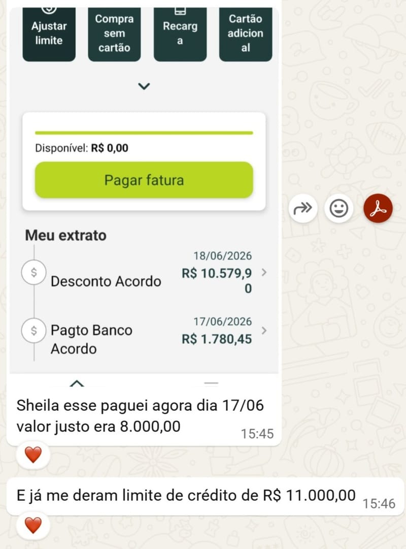 Crédito aprovado limite R$ 11 mil