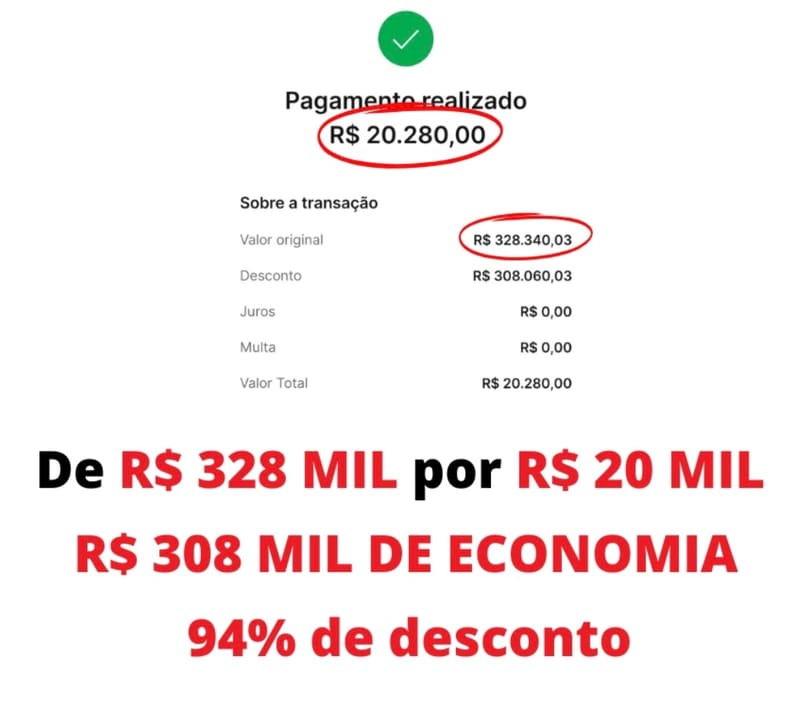 💎 DE R$ 328.340,03 POR R$ 20.280,00