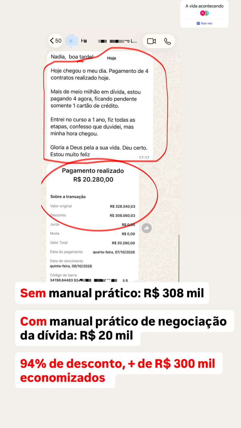 📉 SEM O MANUAL: R$ 308 MIL · COM O MANUAL: R$ 20 MIL