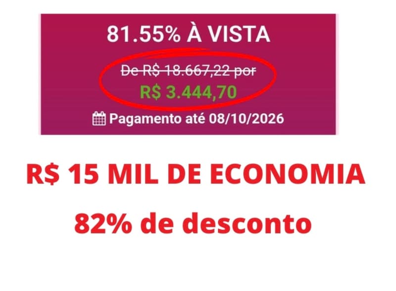 💰 DE R$ 18.667,22 POR R$ 3.444,70