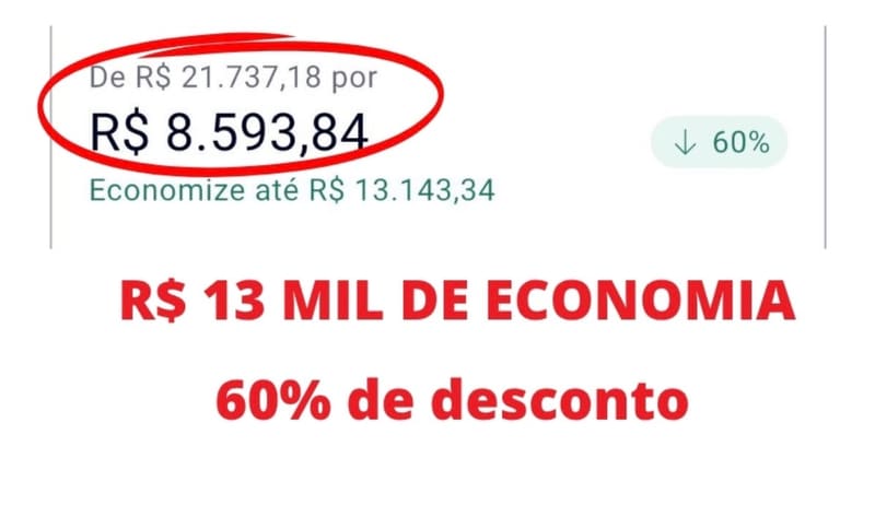 💰 DE R$ 21.737,18 POR R$ 8.593,84