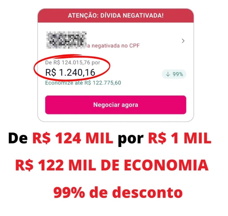 💎 R$ 122 MIL DE ECONOMIA NUMA DÍVIDA NEGATIVADA