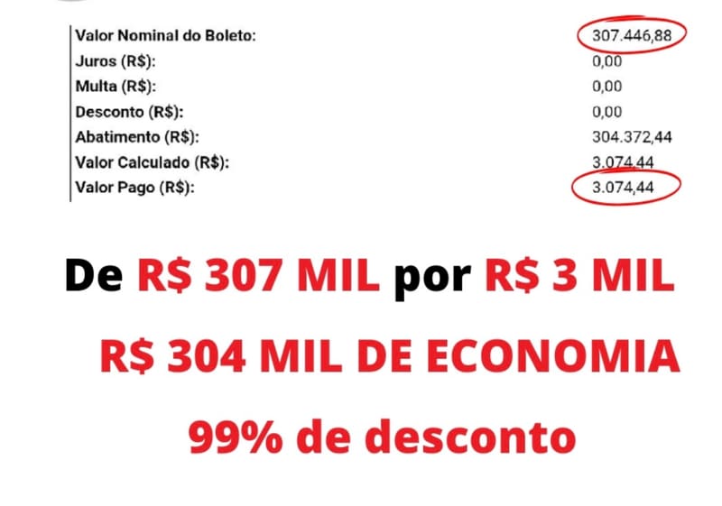 💎 DE R$ 307.446,88 POR R$ 3.074,44
