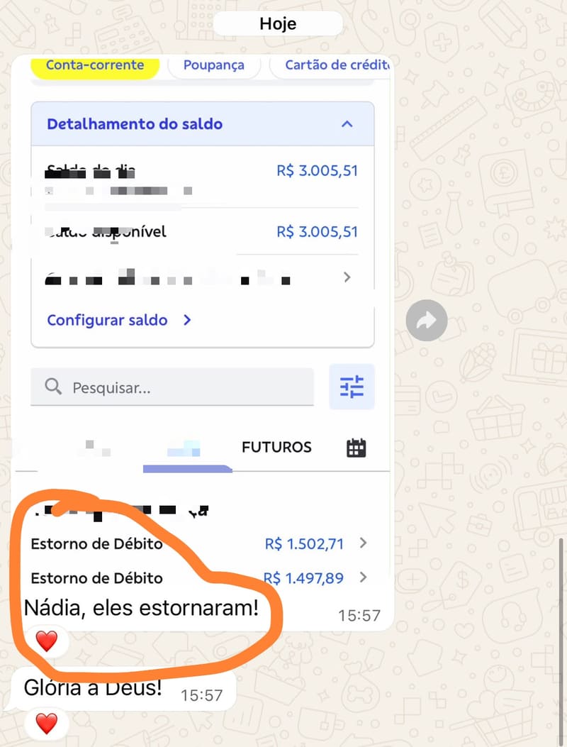 💰 ESTORNO DE R$ 3.000,00